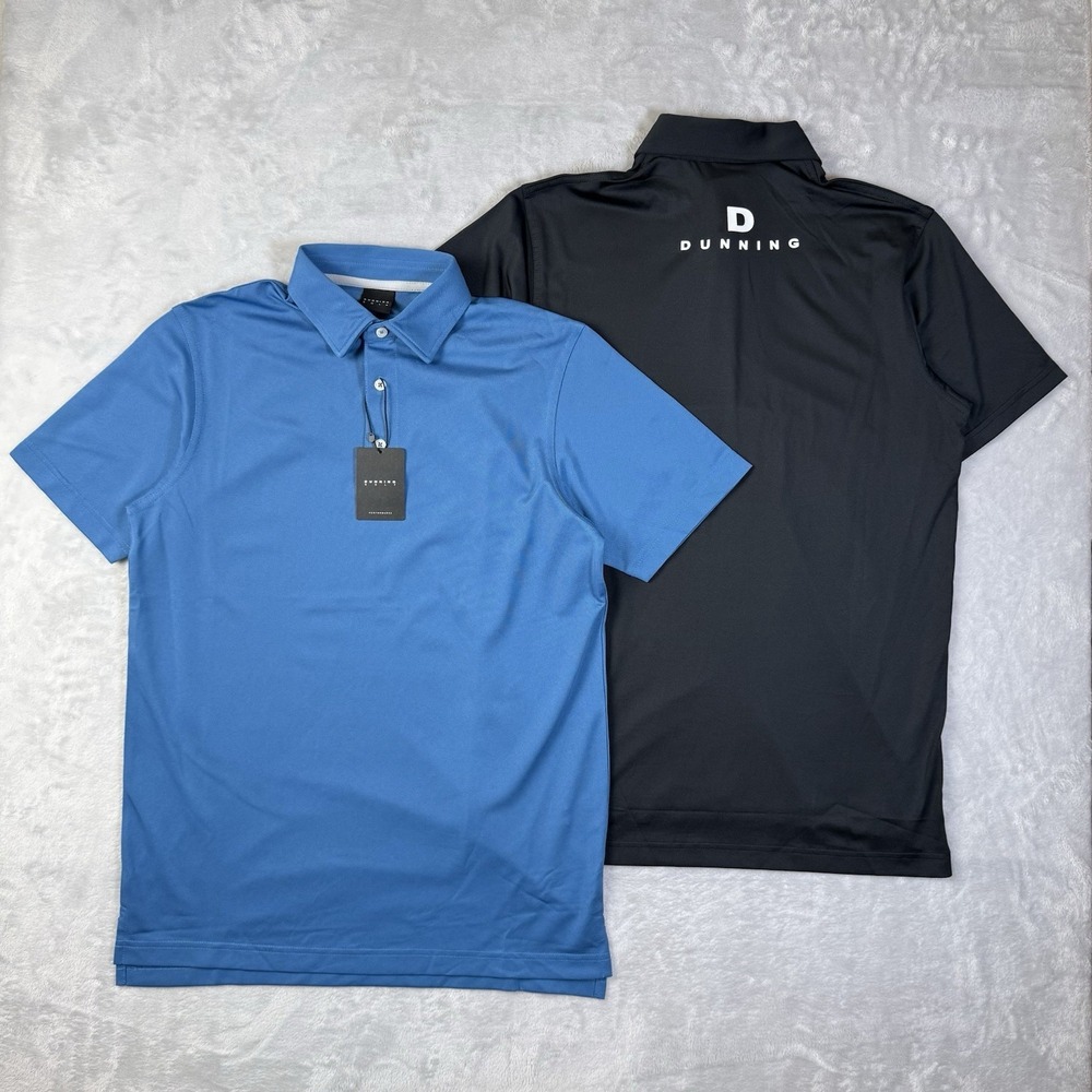 Dunning Golf Polo XS Men's NWT Bundle of Two 1/4 Button Blue‎ Black Athletic